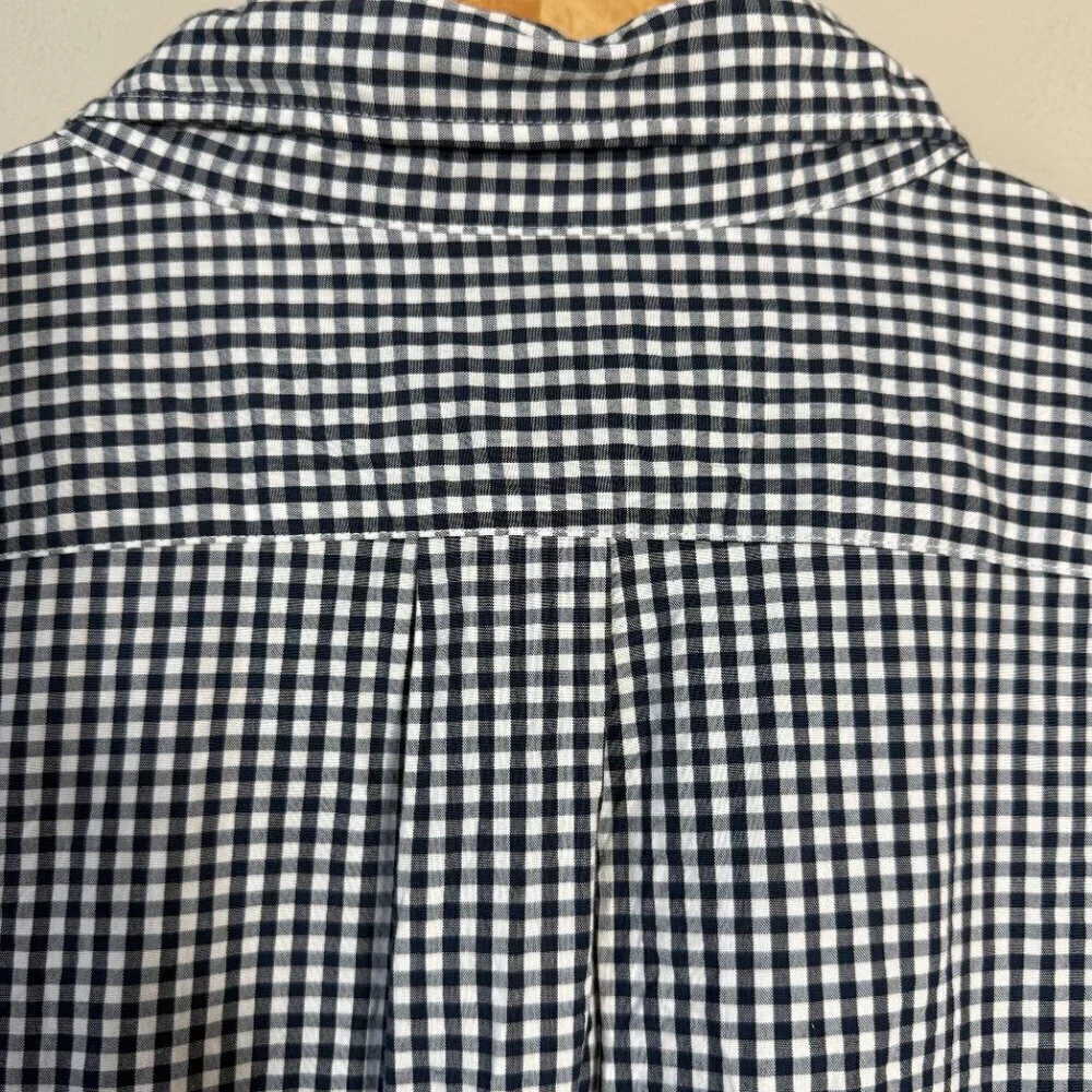 J.Crew Stretch Organic Cotton Gingham Button Down Shirt Men's 3XL Navy White